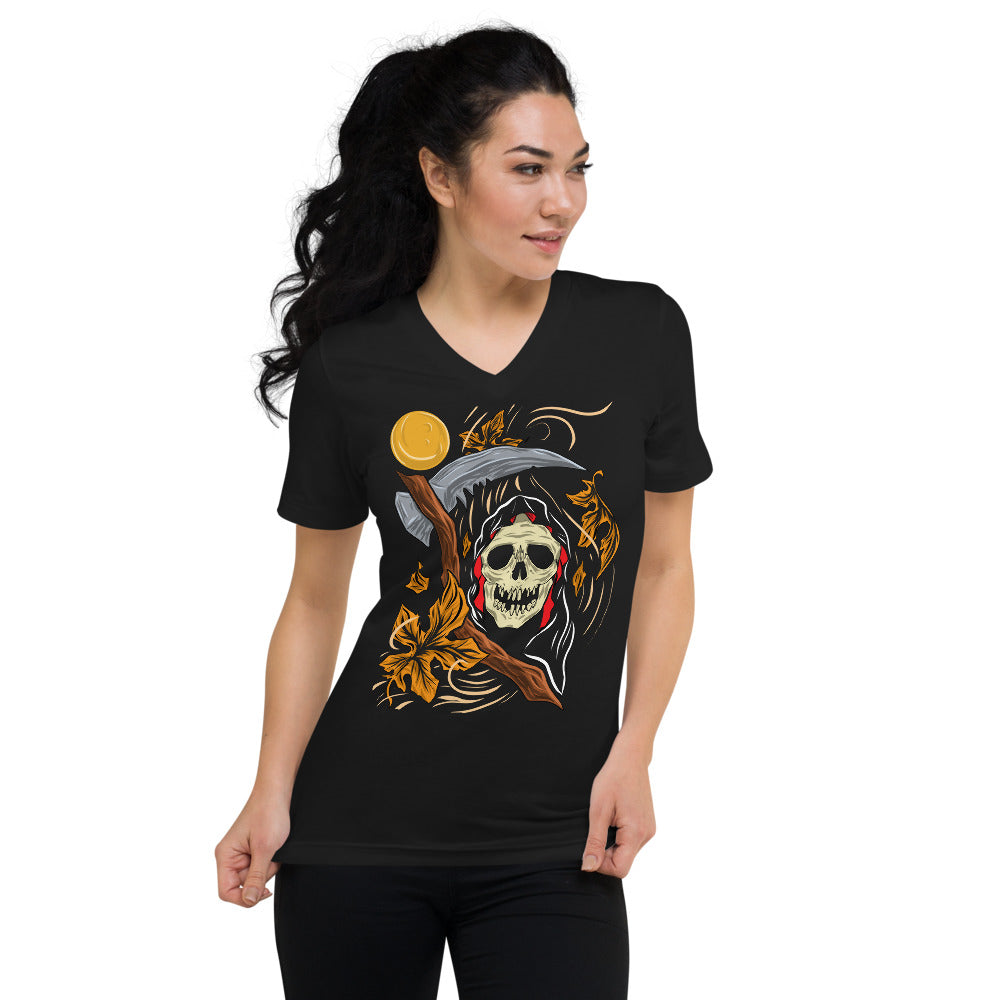 Autumn Reaper - Short Sleeve V-Neck T-Shirt
