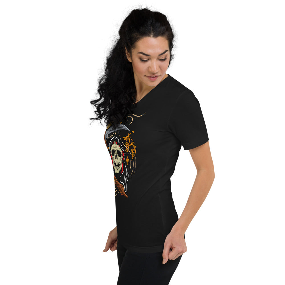 Autumn Reaper - Short Sleeve V-Neck T-Shirt