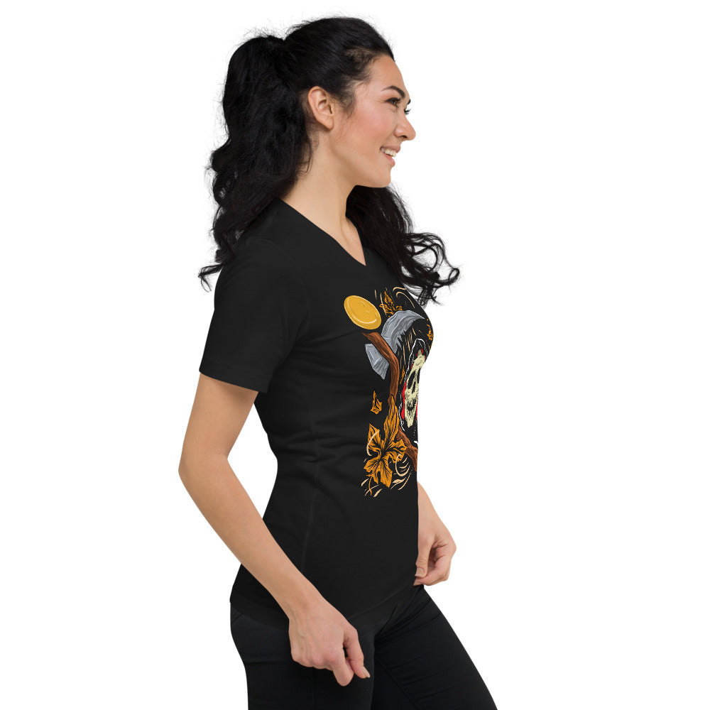 Autumn Reaper - Short Sleeve V-Neck T-Shirt